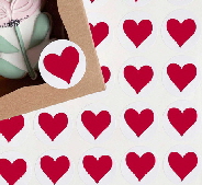 LABEL RED HEARTS