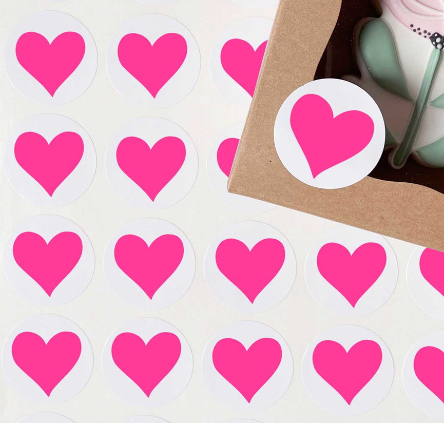 LABEL PINK HEARTS